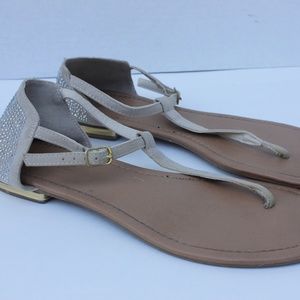 Beige Thong Strap Sandals
